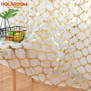 Тюль для домашнего декора, вертикальная занавеска золотого и серебряного цветов с геометрическим принтом