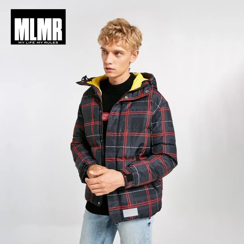JackJones мужской зимний плед печатных теплый с капюшоном пуховик 218312534