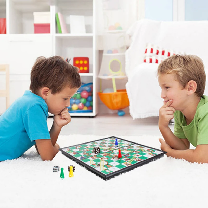 

Magnetic Foldable Snake Chess Game Portable Board Game Camping Travel Game Set Brain Training Interactive Chess Toy For Children