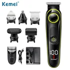 Бытовая электрическая машинка для стрижки волос Kemei, Многофункциональный перезаряжаемый триммер, светодиодный дисплей, 5 в 1, беспроводные головки для стрижки волос