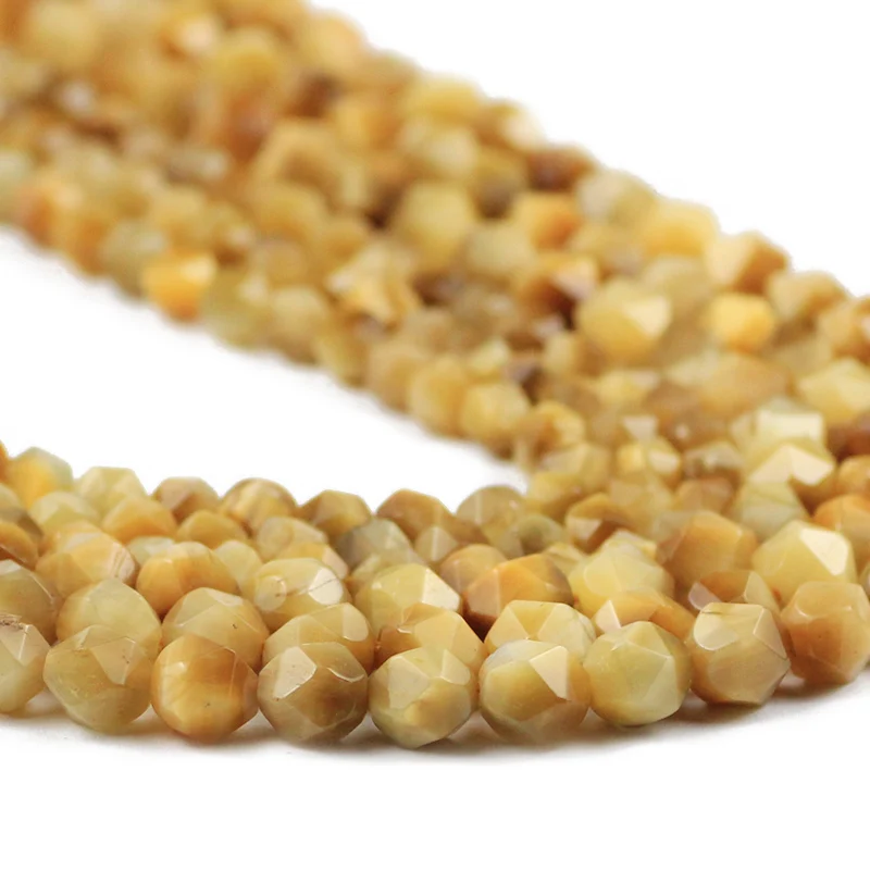 HGKLBB Natural Faceted Gold Tiger eye Stone Spacers Loose beads for Jewelry making bracelets necklace DIY accessories 6/8MM 15&quot |