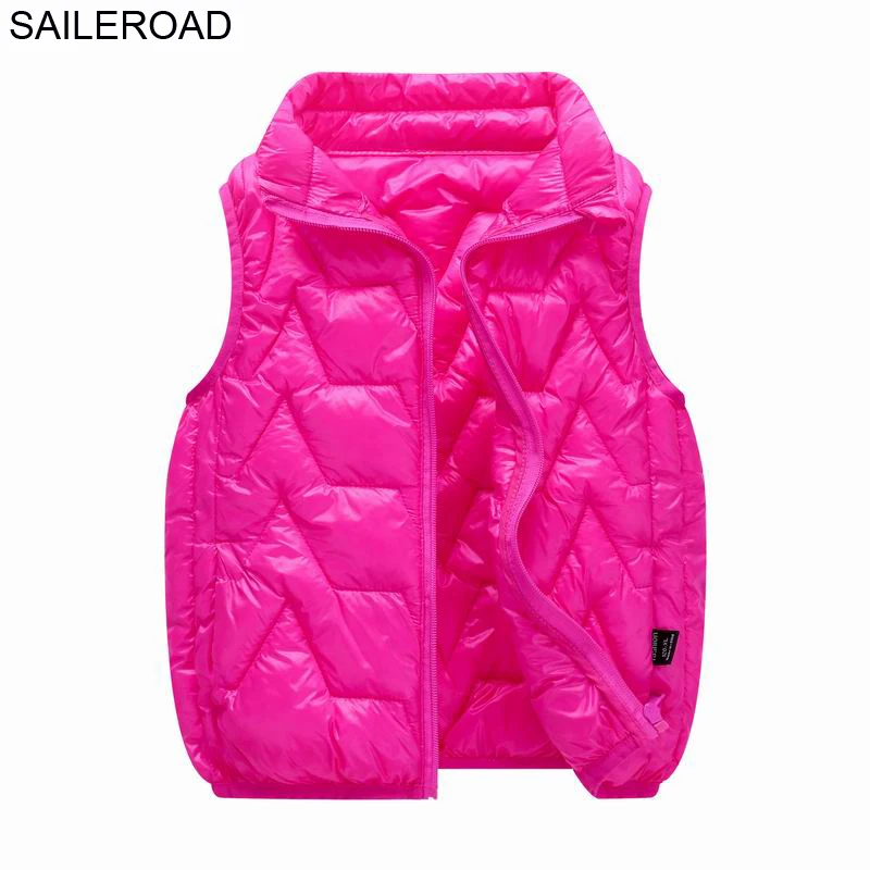SAILEROAD 5-13лет Подростки Жилеты для мальчиков Большой детский жилет Повседневная одежда для девочек Осень Зима Теплая Перейти в школу Одежда - Цвет: Y8905 dark pink