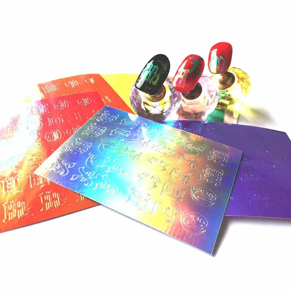 13sheet Home Party Stylish Holographic English Alphabet Manicure Accessories Makeup Convenient Self Adhesive Nail Art Sticker | Красота и