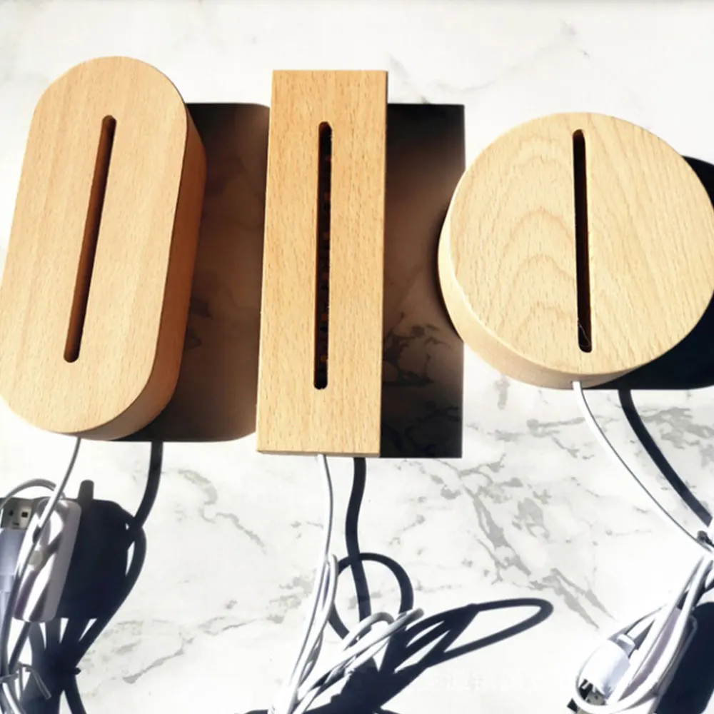 Деревянная 3D подставка светодиодный лампы светодиодная настольная для ночного