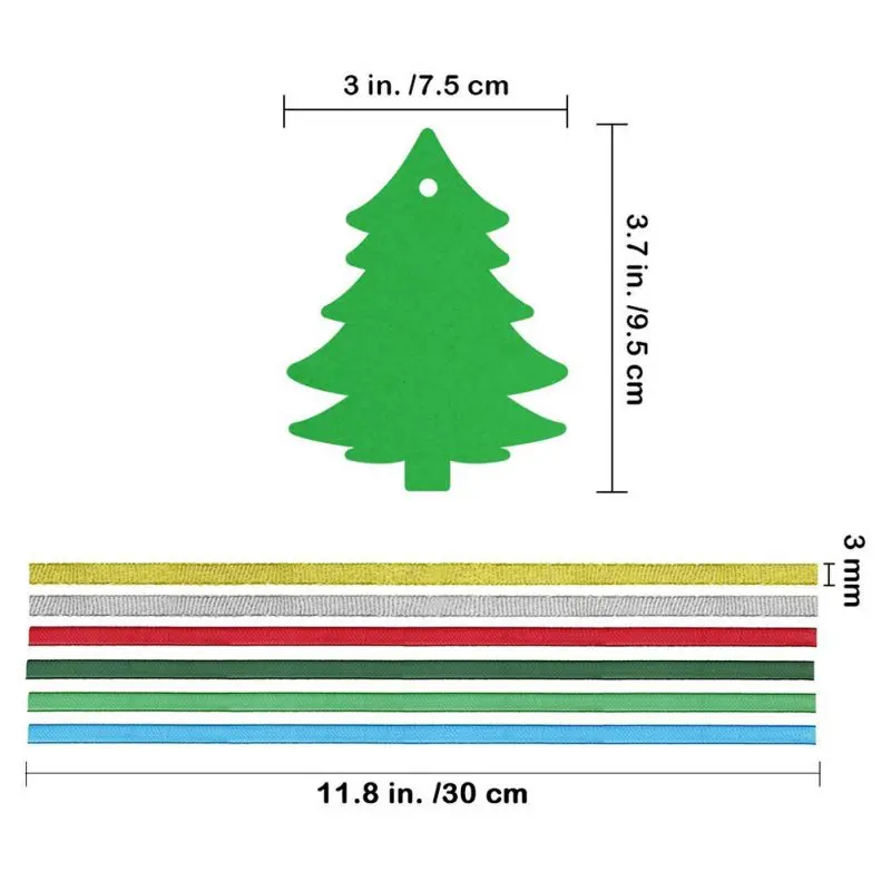 

120pcs Christmas Tree Hanging Paper Tag Christmas Tree Gift Tag Signage With Organza Ribbon Holiday Season Party Hanging Card pr