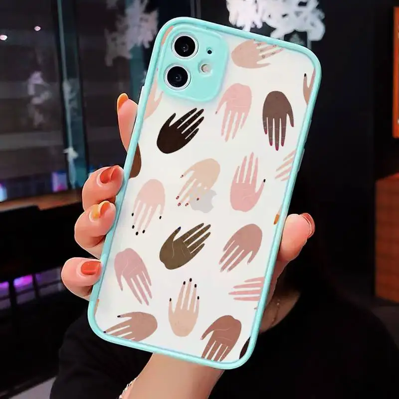 

hands victory Colorful fashion pattern Phone Cases matte transparent For iphone 7 8 11 12 plus mini x xs xr pro max cover