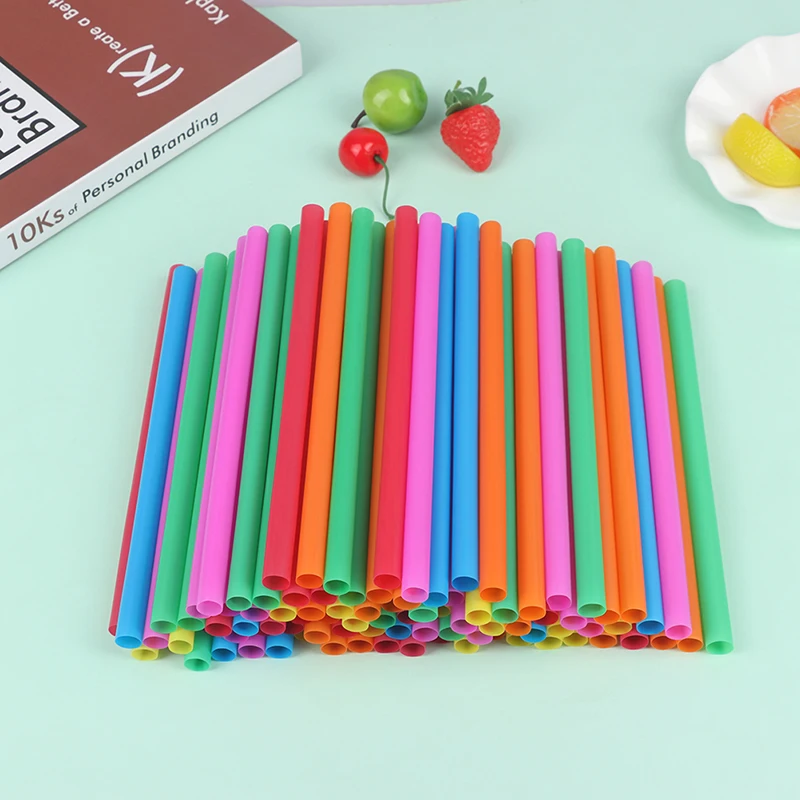 

100Pcs Multicolor Disposable Pear Drinking Straws Juice Straight Drinks Straws
