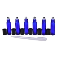 6pcsset refillable bottles 10ml glass roll on bottles aromatherapy essential oil roller bottles with metal ball brushed cap
