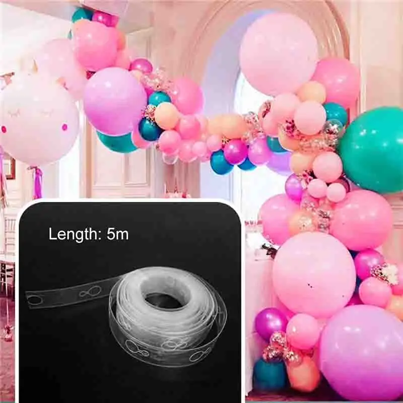 

5m Balloon Chain Tape Ribbon Arch Connect Strip Balloon Garland For Wedding Baby Shower Birthday Party Decor Accessories