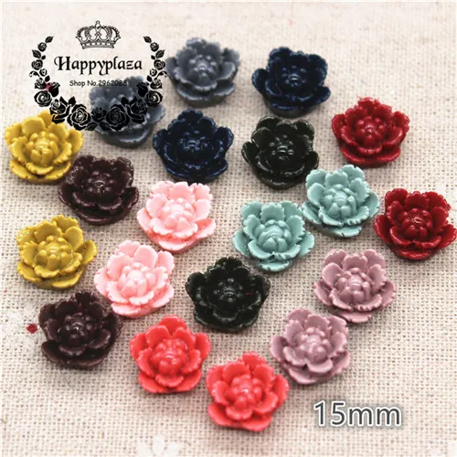 mix colors 50pcs 50 шт 15 мм смесь цветов смолы цветок FlatBack Кабошон DIY Ювелирные изделия/украшения для телефона - Цвет: mix colors 50pcs