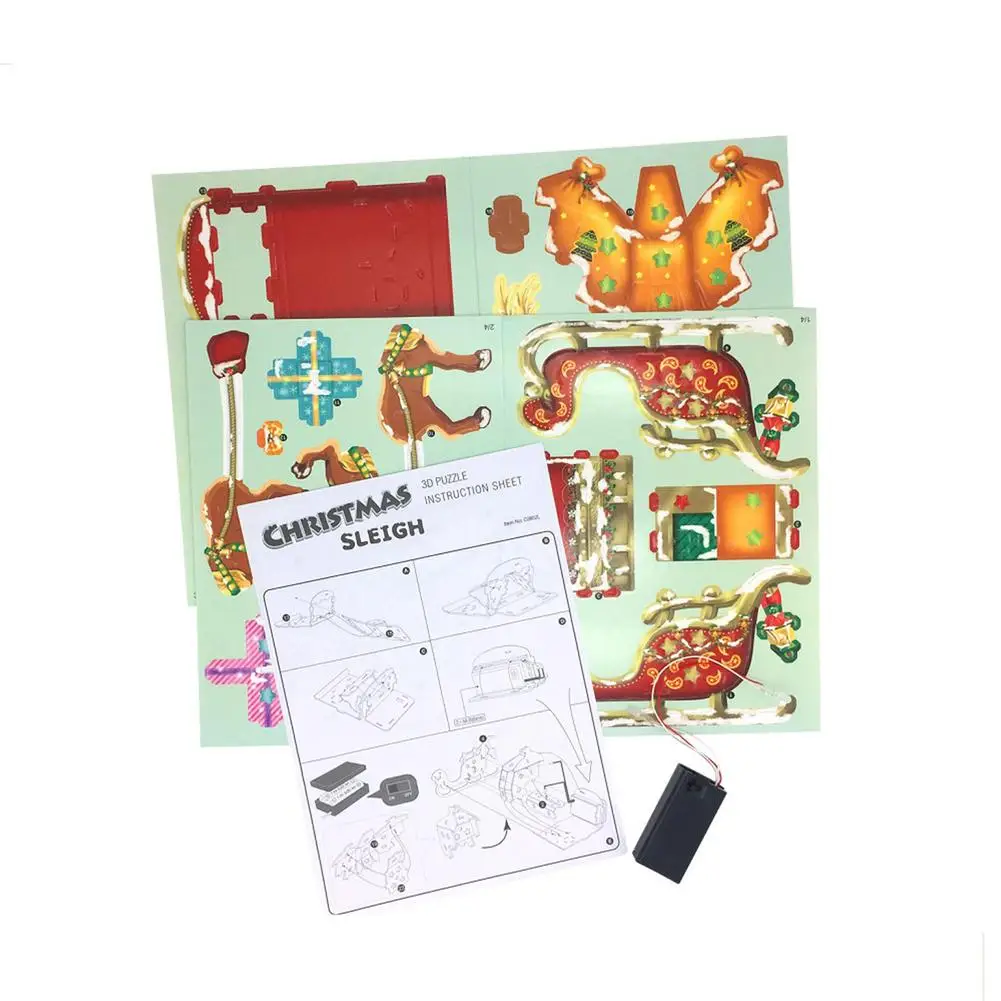 

Christmas Sleigh Children Christmas Gift Jigsaw Puzzle Foreign Trade Innovative 3D Three-Dimensional Jigsaw Paper Toy Enrich Fre