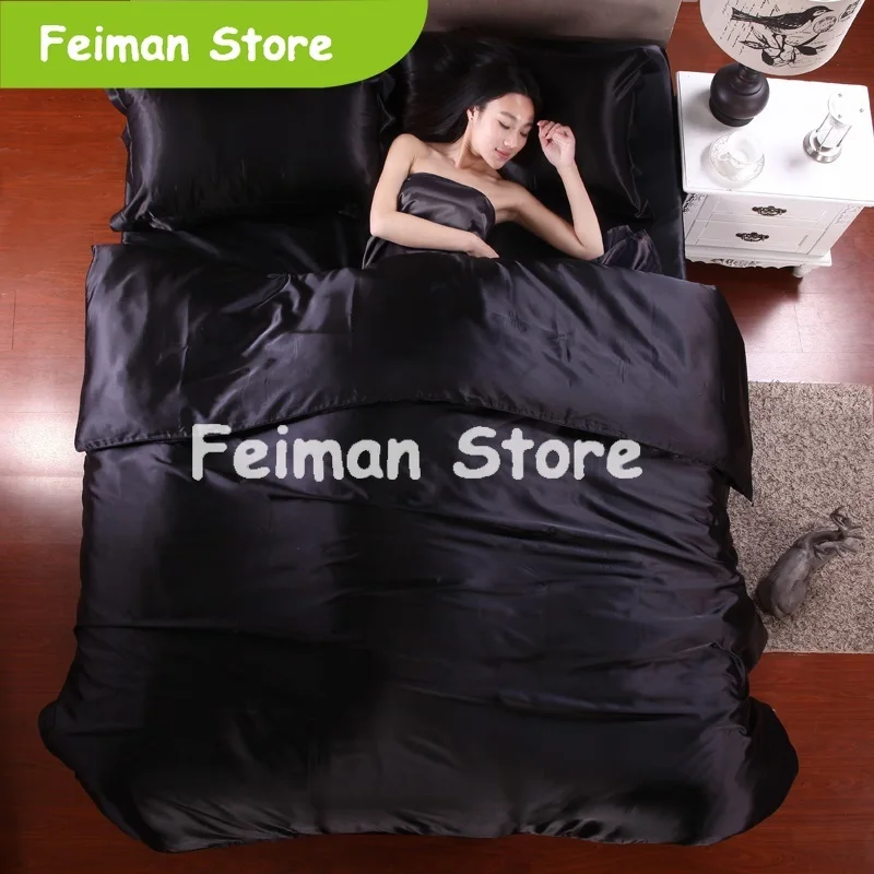 Горячее предложение! Распродажа! 100% чистый атласный Шелковый комплект