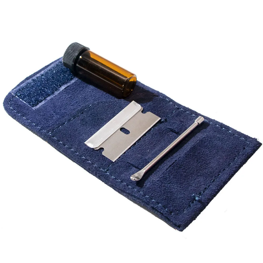 

HONEYPUFF Snuff Snorter Kit Mini Glass Sniffer Snuff Glass Bottle + PU Leather + Stainless Steel Edge Blade + Mini Metal Spoon