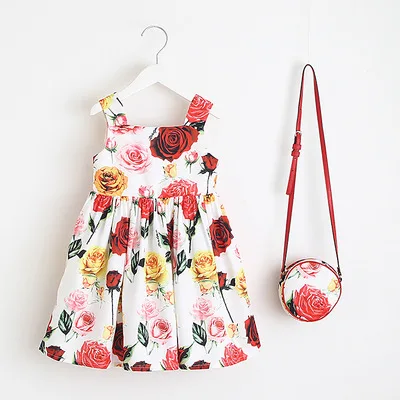 

Spring Summer Girl Dress Clothes Kids Dresses For Girls Brand Princess Dress with Bag Costume for Kids Dress Children Clothing