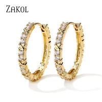 zakol white gold color luxury round aaa cubic zirconia big circle hoop earrings for fashion women wedding party jewelry