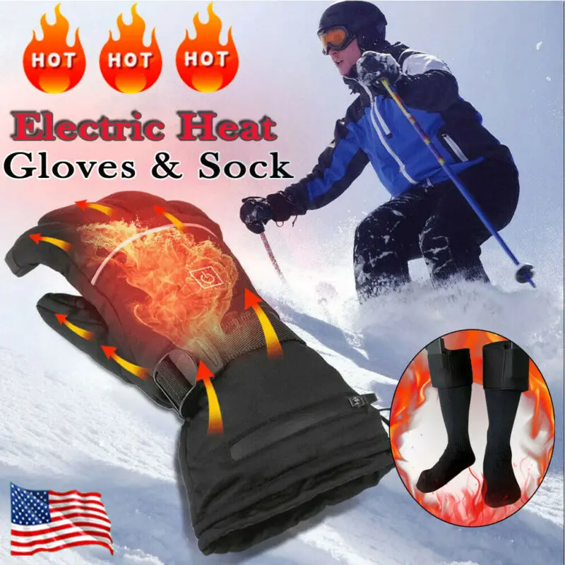 Зимние теплые электрические перчатки для рук с перезаряжаемым аккумулятором и