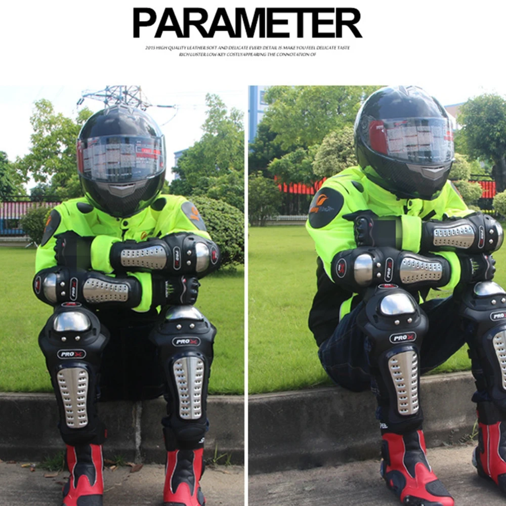 

2/4 Pcs Stainless Steel Motorcycle Knee and Elbow Pad for Motocross Racing Protective Gear Guard Protection Kit