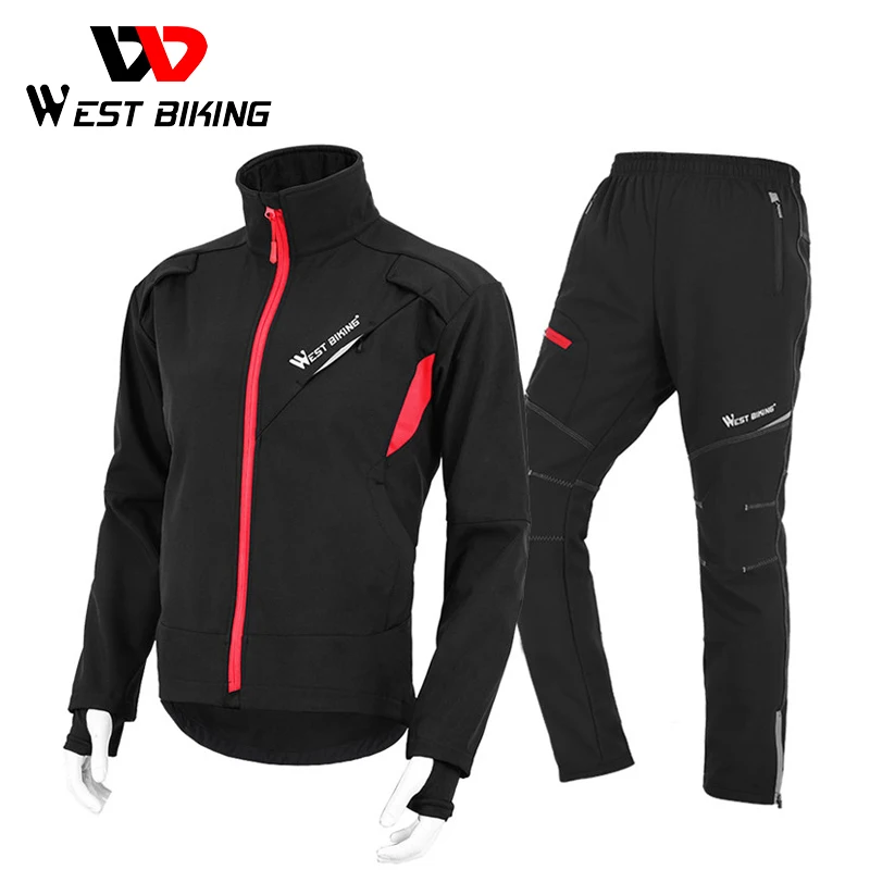 

WEST BIKING Winter Thermal Cycling Running Jacket Windproof Ski Snow Snowboard Jacket and Pants Set Men Women Sportswear Suit