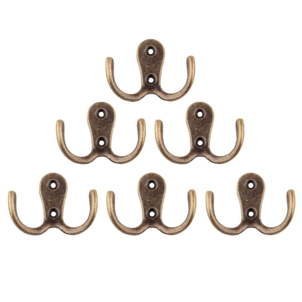 

10pcs 2-Pronged Coat Hooks Wall-mounted 2 Hole Towel Hanger for Coats Hats Clothing(Black)