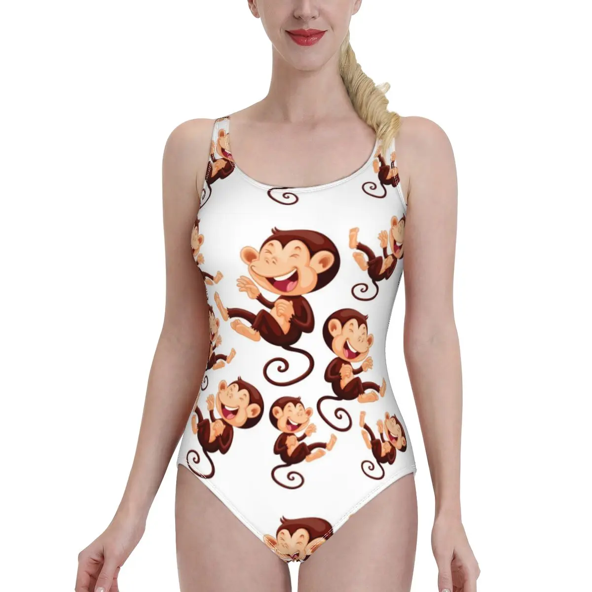 

2021 Sexy Women One-Piece Swimsuit Swimwear Animal Monkey Female Bathing Suits Bodysuit Beach Wear Backless Monokini