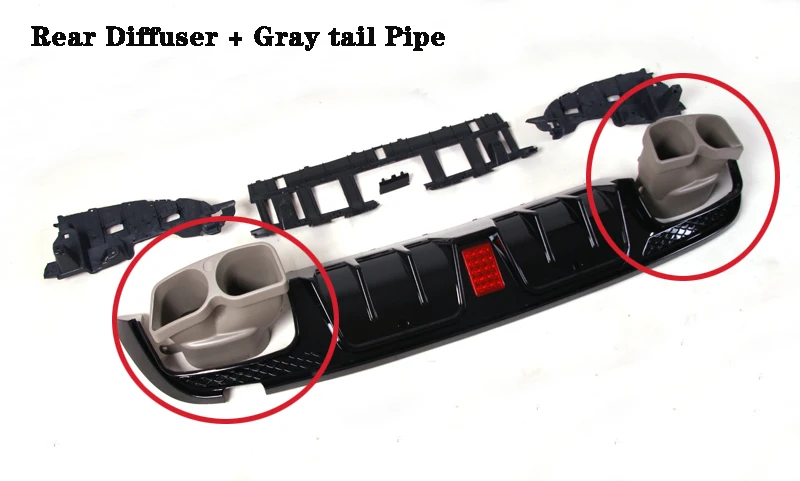 B Стиль PP материал бампер яркий черный задний диффузор выхлопная труба для BENZ C