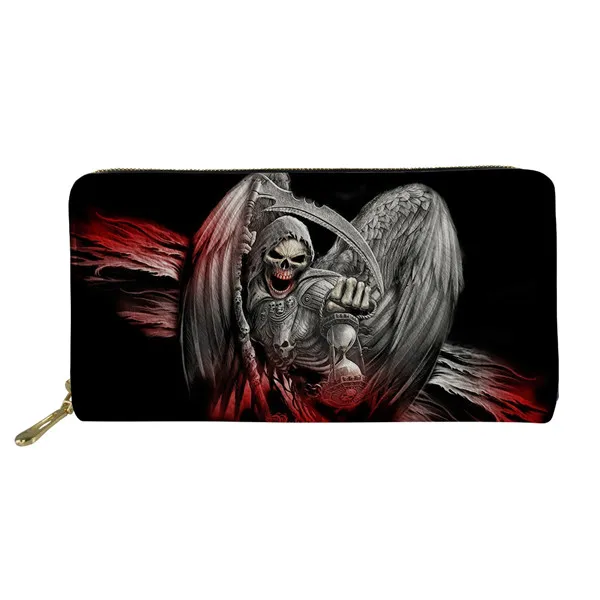 HME1347Z21 FORUDESIGNS/женские длинные кошельки, готический принт черепа, наличные, водонепроницаемые, из искусственной кожи, кошелек для денег, портмоне, держатель для карт, карман для телефона - Цвет: HME1347Z21