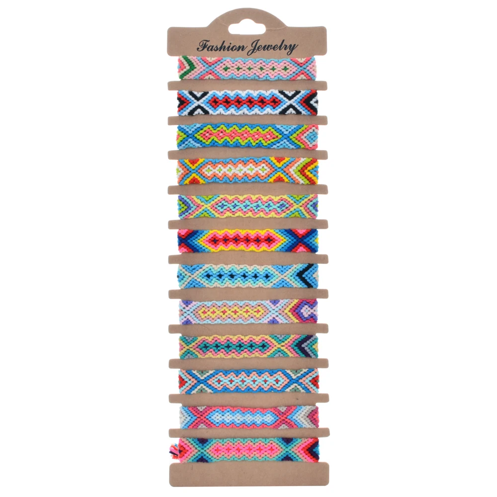 12pcs/lot Bohemian Braided Bracelet Retro Handmade Multicolor Adjustable Woven Rope Friendship Women Men Luckly Ethnic Jewelry | Украшения