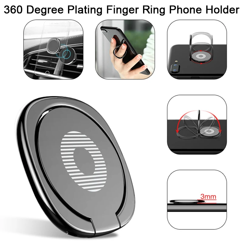 Mobile Phone Finger Ring Holder Ultra Thin Metal Desktop Stand For iPhone 11 XS Huawei Samsung Universal Smartphone Hand Bracket