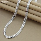 Цепочка с плетением по бокам для мужчин и женщин, цепочка из стерлингового серебра 925 пробы, бижутерия, 6 мм, 50 см