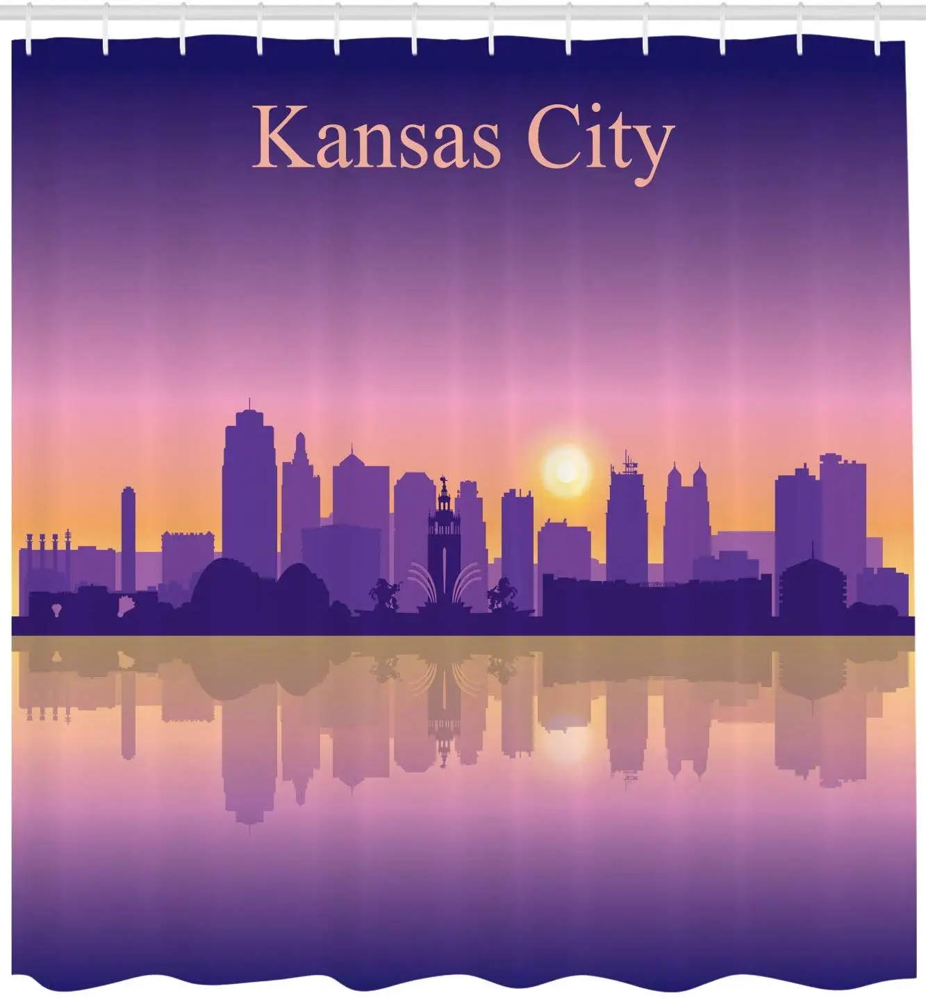 Канзас Сити занавеска для душа в центре города Миссури городской пейзаж истории