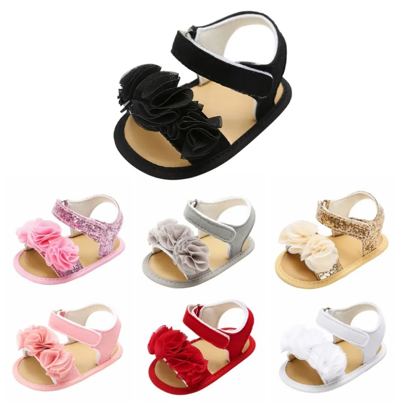 Baby Shoes Sandals Girl Summer Flat White Flower Princess Newborn Toddler Infant Elegant Pink Cute Prewalkers 0-18M |