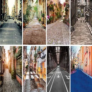 Виниловый фон для фотосъемки Mehofond с изображением сельского городка и улицы, каменной дороги, автомобиля, детского портрета, Фотофон для фотостудии