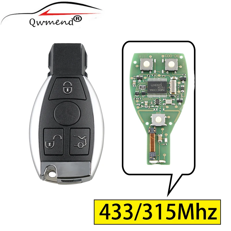 

QWMEND для ключа Mercedes Benz 3 кнопки Автомобильный Дистанционный ключ для Mercedes Benz 2000 + Автомобильный ключ 433 МГц или 315 МГц оригинальный ключ