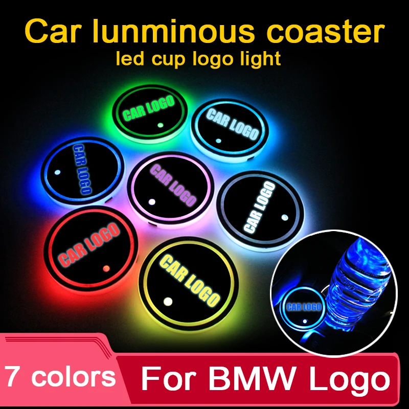 

2PCS Led Car Cup Holder Coaster For BMW M logo Light For r1200gs e46 e90 e39 e60 e46 f30 f10 x5 e70 g30 e36 Accessories 7 colors