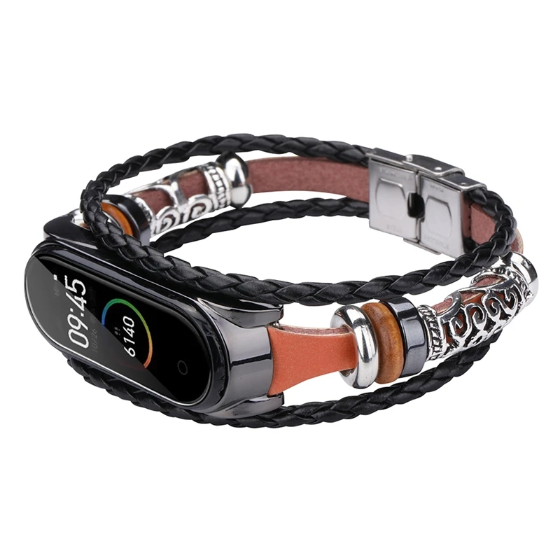 Ремешок для часов Xiaomi Mi Band 4 браслет из натуральной кожи в стиле ретро с