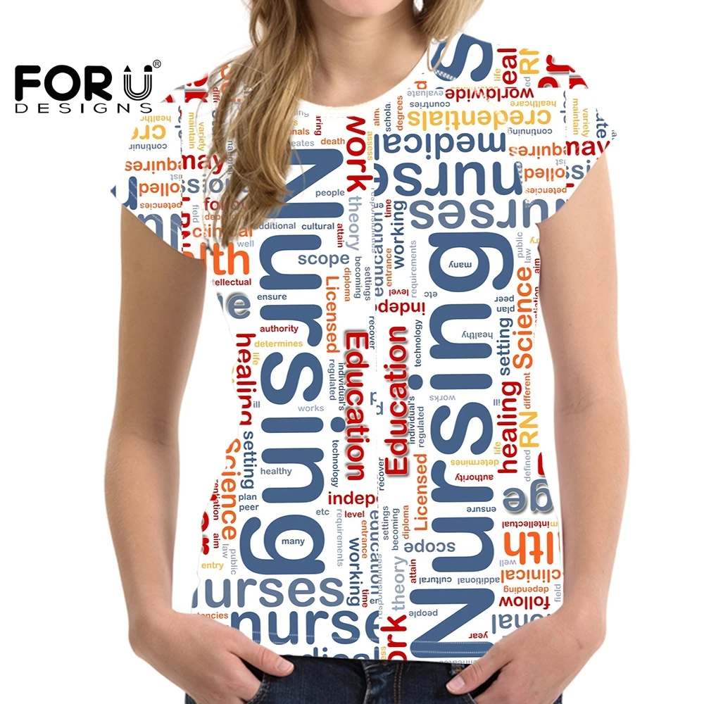 

FORUDESIGNS, одежда для кормления с коротким рукавом в стиле Харадзюку для женщин и девушек, летняя одежда для медсестер с надписью и круглым выре...