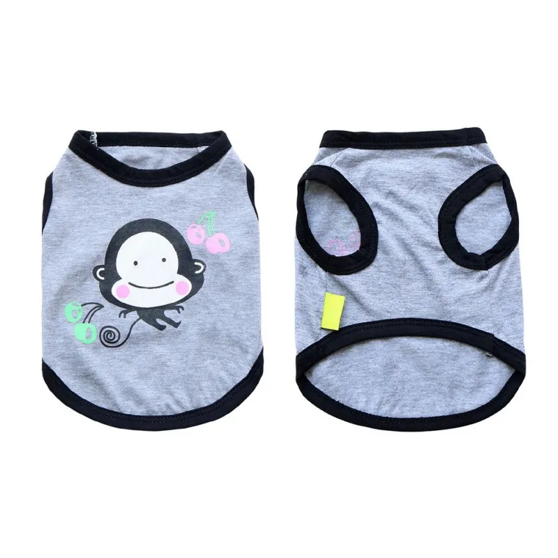 

Cartoon Animal Pattern Summer Pet Dog Clothes Puppy Vest Simple Soft Comfortable Sleeveles T-shirt Pet Dog Costumes