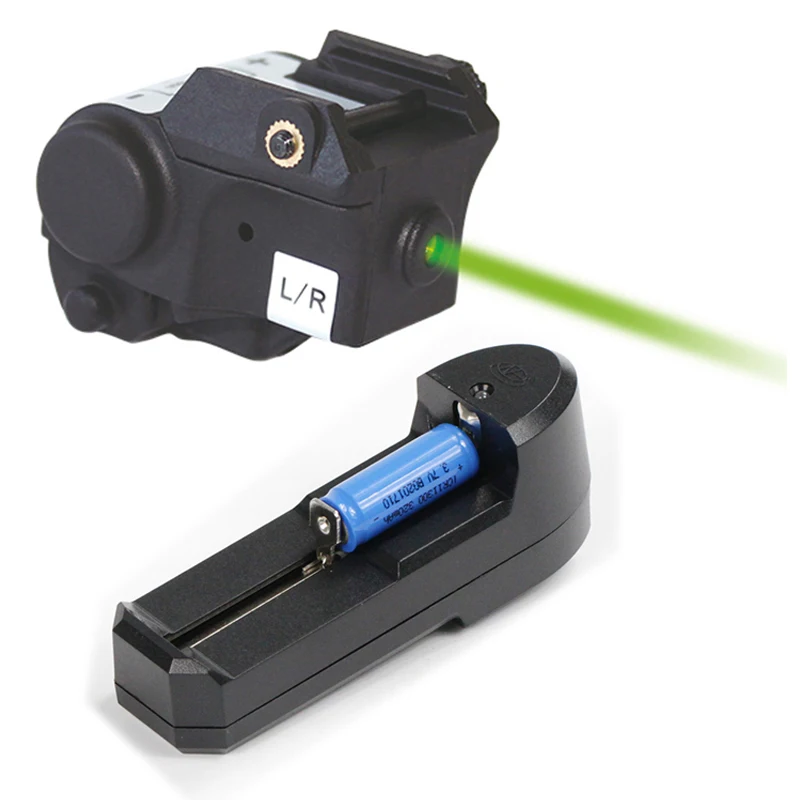 Laserspeed LS-L2 Glock мини красный лазерный прицел для некомпактного пистолета Зеленая лазерная указка ИК лазерный прицел - Цвет: green with charger