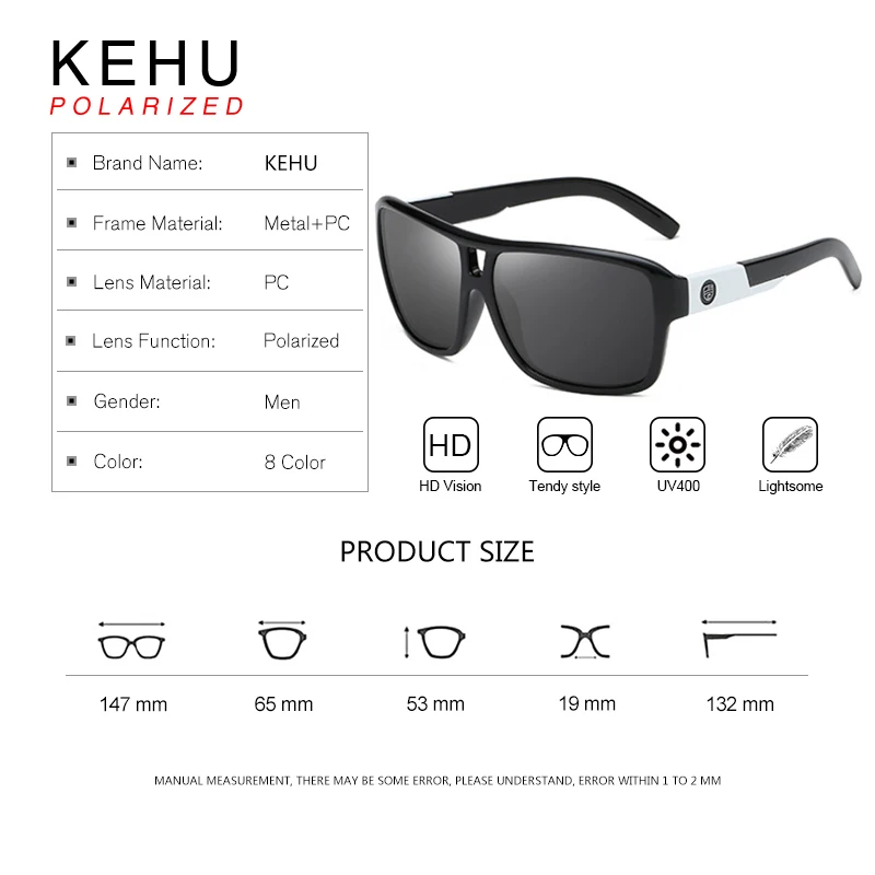 KEHU модные поляризационные солнцезащитные очки мужские спортивные стильные