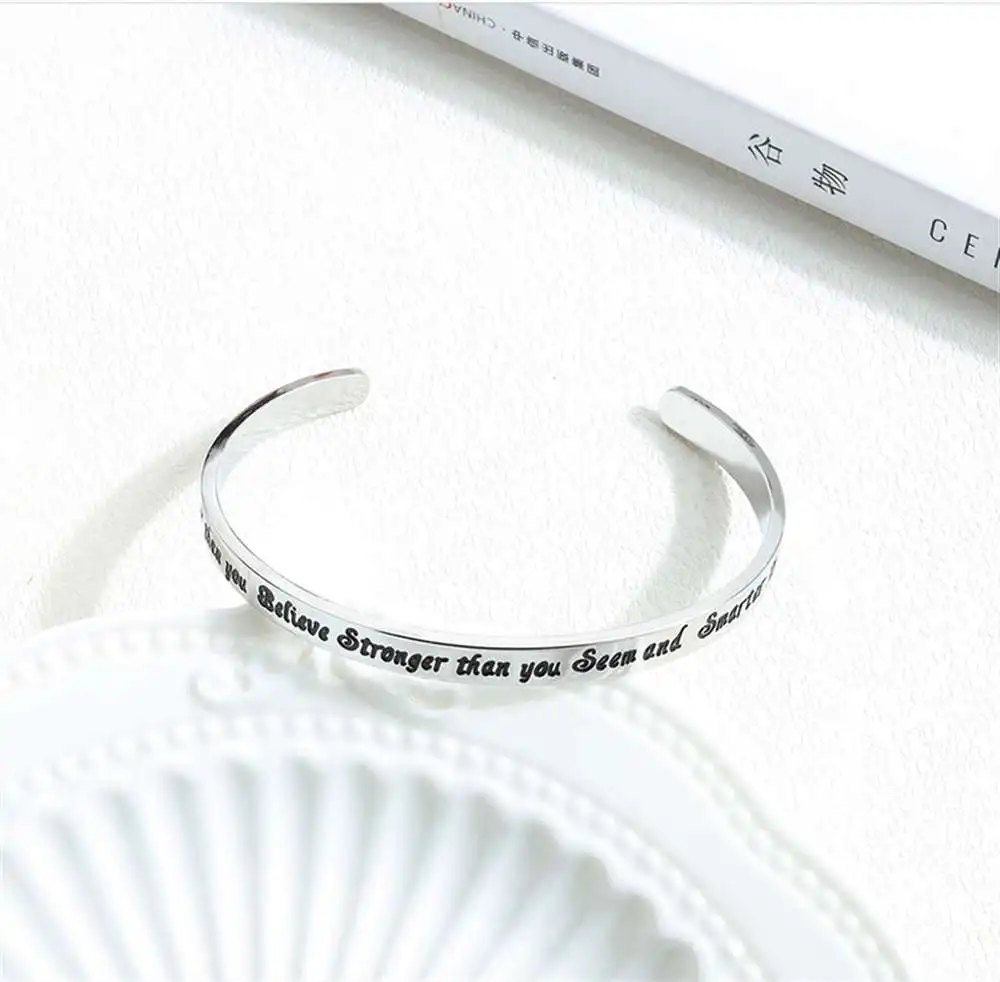 Женские украшения из титановой стали браслеты с вдохновляющими фразами для пар