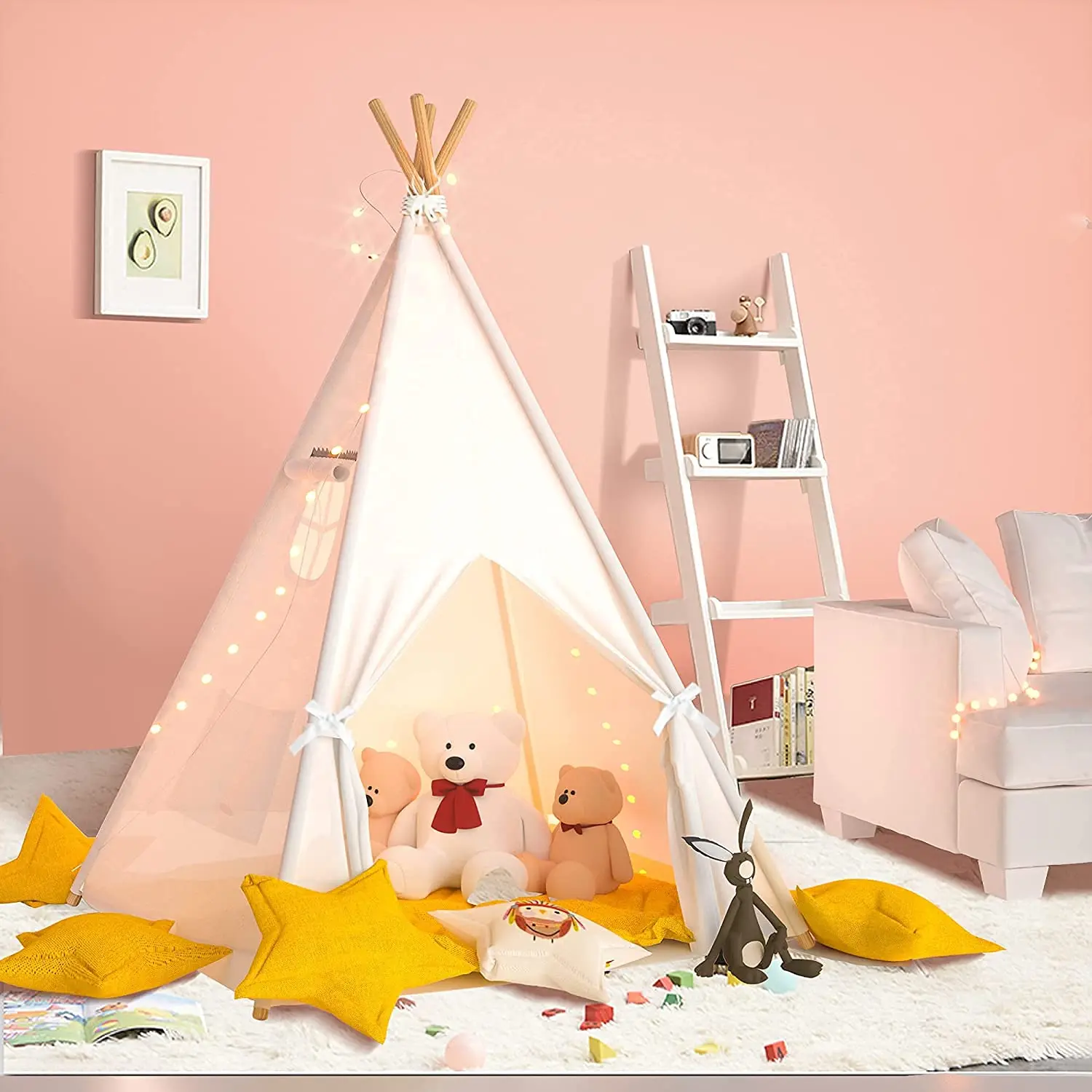 

Large Kids Tent Teepee Portable Children’s Wigwam Tipi Outdoor Indian Camping House Folding Baby Game Play House Gift Tent