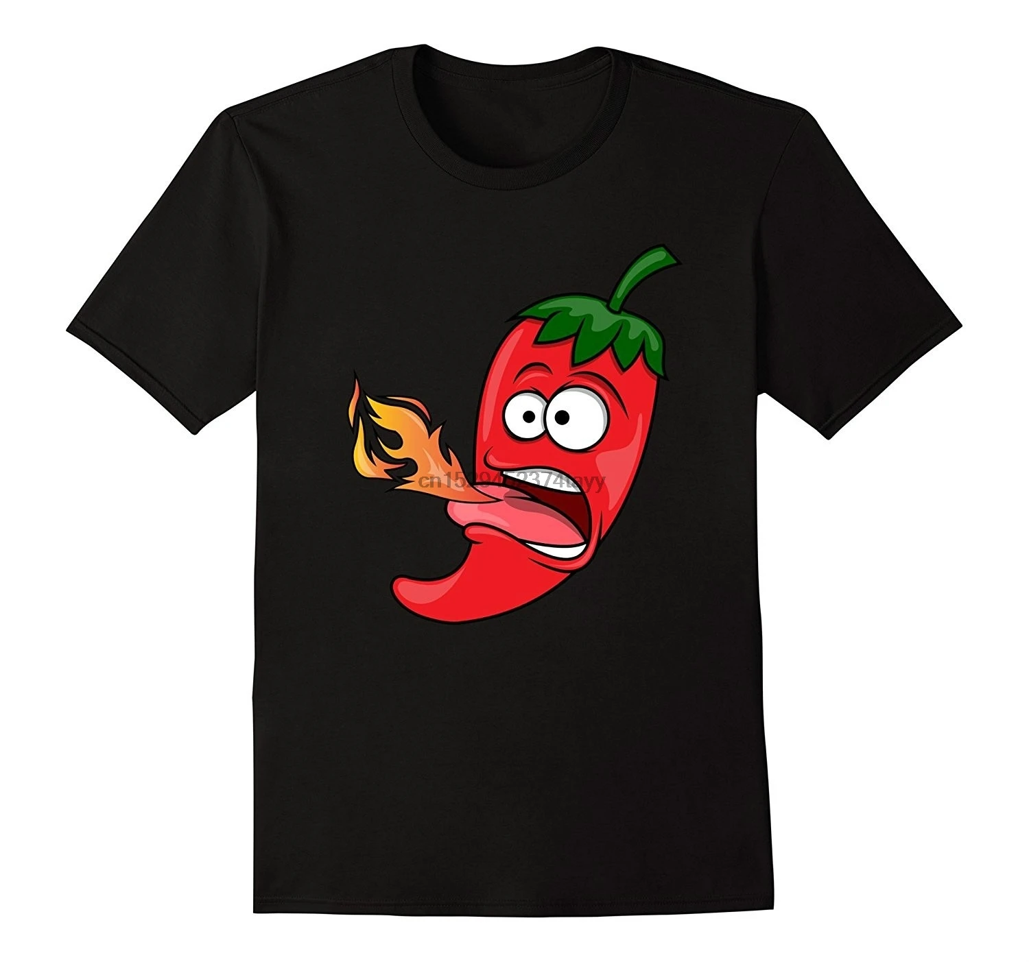 Мужская футболка с изображением перца чили и дышащего огня | Женская одежда