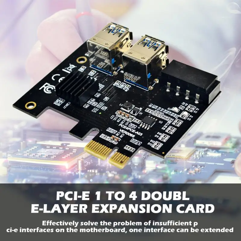 

PCI-E To PCI-E Adapter 1 Turn 4 PCI-Express Slot 1x To 16x USB 3.0 Special Riser Card PCIe Converter For BTC Miner Mining