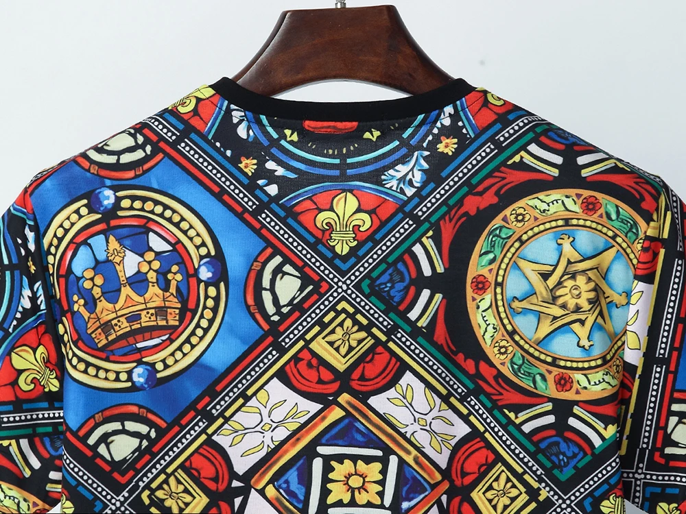 Футболка DUYOU мужская с коротким рукавом дизайнерская рубашка принтом короны и