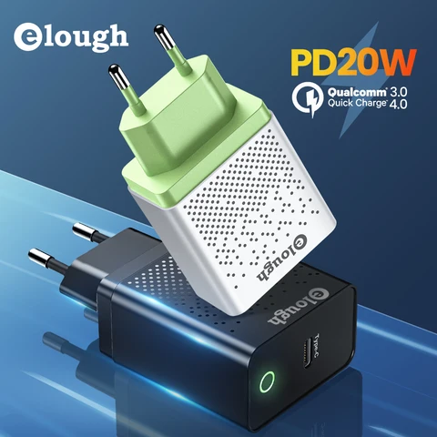 Зарядное устройство Elouhg с портом USB Type-C и поддержкой быстрой зарядки, 20 Вт