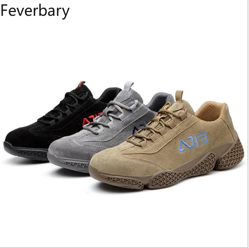 

Feverbary Men Safety Shoes Steel Toe Cap Anti Smashing Ground Work Boots Outdoor Comforeable Waterproof No-Slip Hiking Trainer