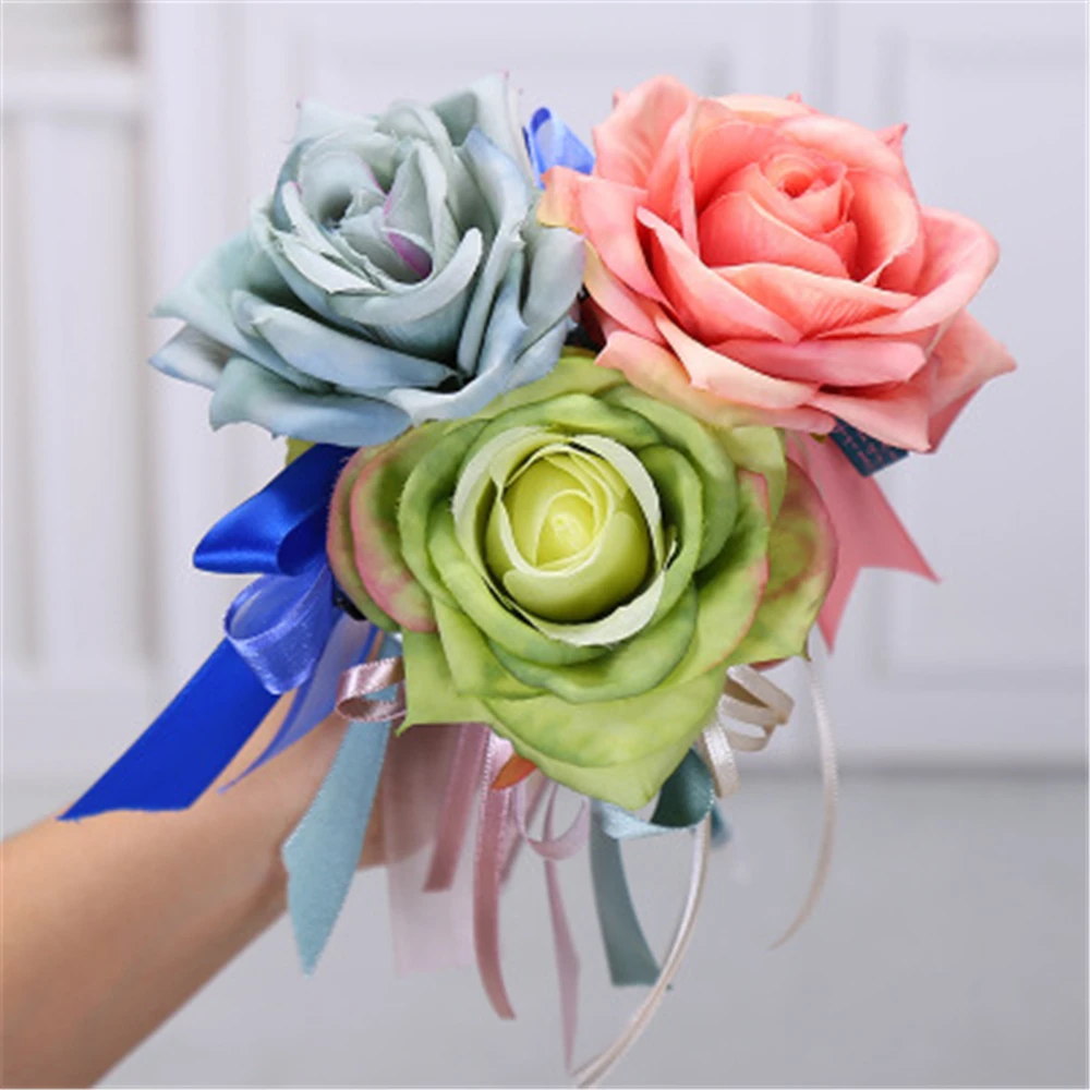 Имитация цветка розы Шариковая ручка для глаз с длинным рукавом точка бант из