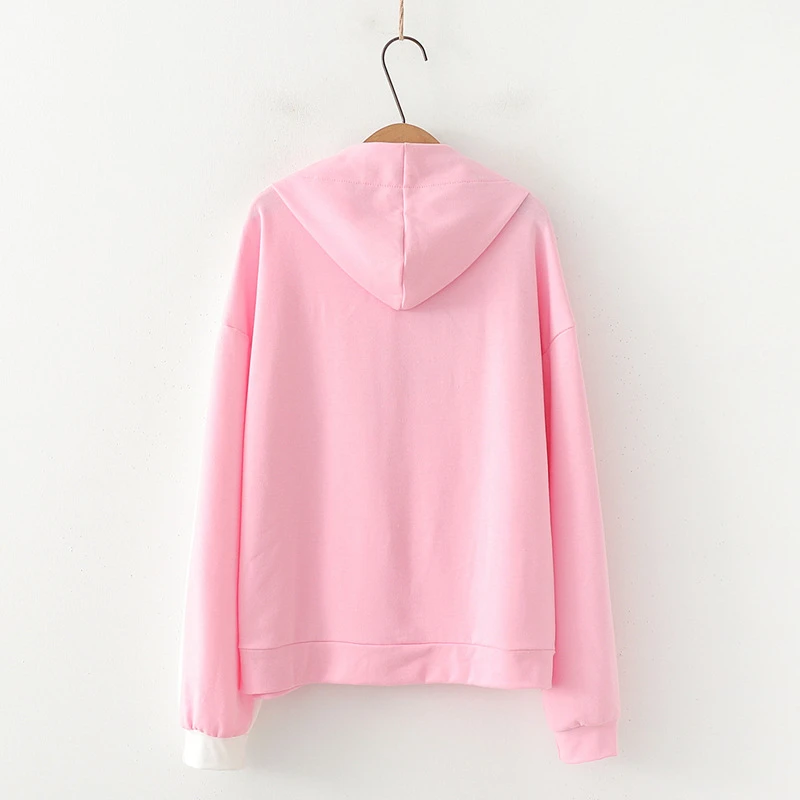 Женский свитшот с капюшоном Merry Pretty розовый мультяшным принтом и длинным рукавом