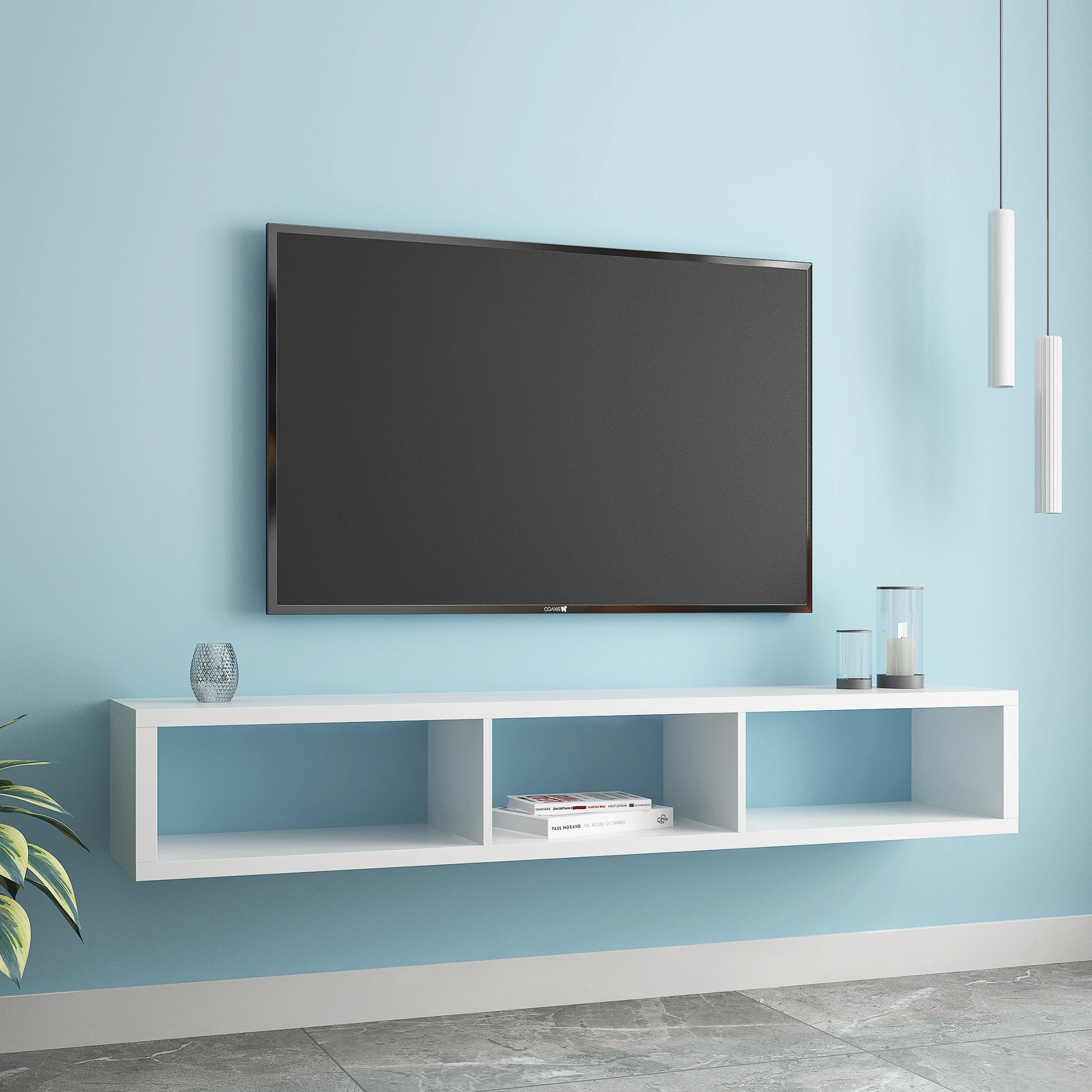 【USA READY STOCK】Floating TV Console,White