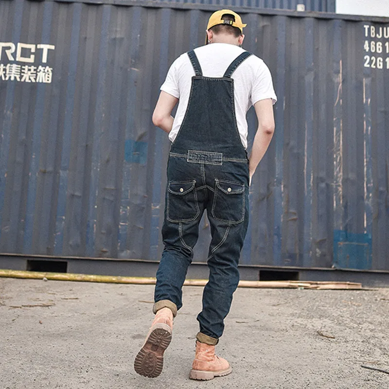 Men's Denim Bib Overalls Working Coveralls Cargo Tactical Jeans Jumpsuits For Man Multi Pockets Suspender Pants Sleeveless |
